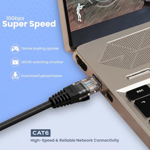 Image of UNIGEN CAT6 LAN Cable | 10 Meter Length | Up to 10Gbps High-Speed Ethernet Network Cable with RJ45 Connectors, Pure Copper Conductors, Durable PVC Jacket for Router, PC, Laptop, Smart TV