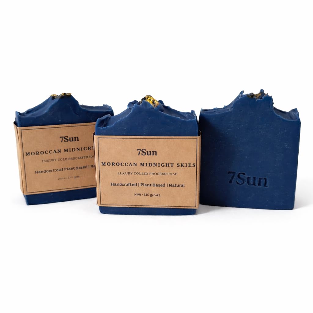 Moroccan Midnight Skies Bar| Handmade Cold Processed Soap | With Moroccan Nila stone and 24k gold flakes -110g-image-9