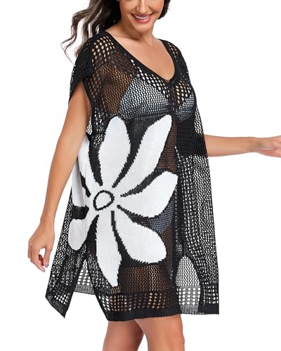 Image of Adisputent Womens Swimsuits Cover Ups Crochet Chiffon Beach Cover Bathing Suit Bikini Wear Coverups Dress