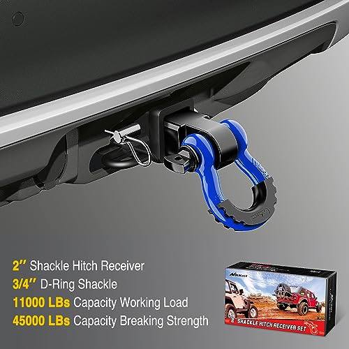 Nilight 92147BB Shackle Hitch Receiver 2Inch 45000 Lbs Breaking Strength 3/4 Inch D Ring Shackle W/Trailer Hitch Pin Heavy Duty Solid Recovery Towing Kit thumb #5