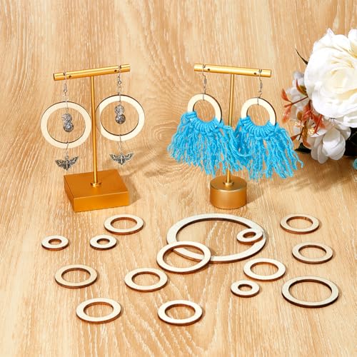 SUPERFINDINGS 60Pcs 6 Sizes Wood Earring Blanks Unfinished Wood Hollow Blank Round Wooden Linking Rings Wood Pieces Frame Wood Crafts Supplies for Jewelry Making - Image 4