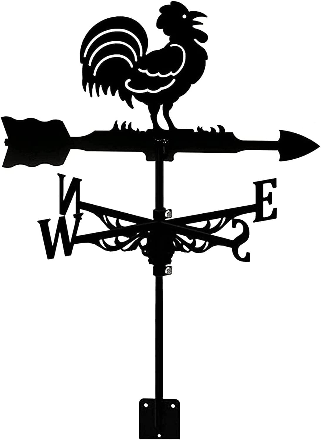 Klonwg Rooster Weathervane For The Garden,Weather Vane With Roof Mount Weathervane Wind Direction Indicator, Retro Weathercock Metal Weathercock