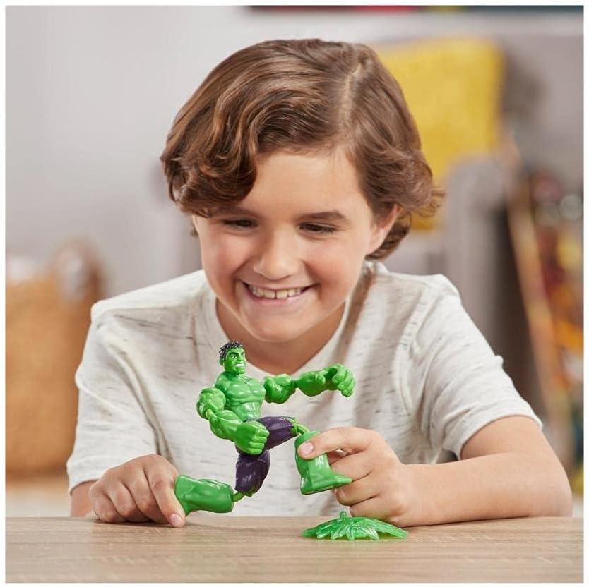 Avengers Marvel Bend and Flex Action Figure Toy, 6-Inch Flexible Hulk Figure, Includes Blast Accessory, for Kids Ages 4 and Up