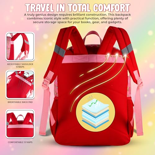 Image of AI ACCESSORY INNOVATIONS Strawberry Shortcake Backpack for Girls Bookbag featuring Strawberry Shortcake & Custard, 15 Inch School Bag, Pink
