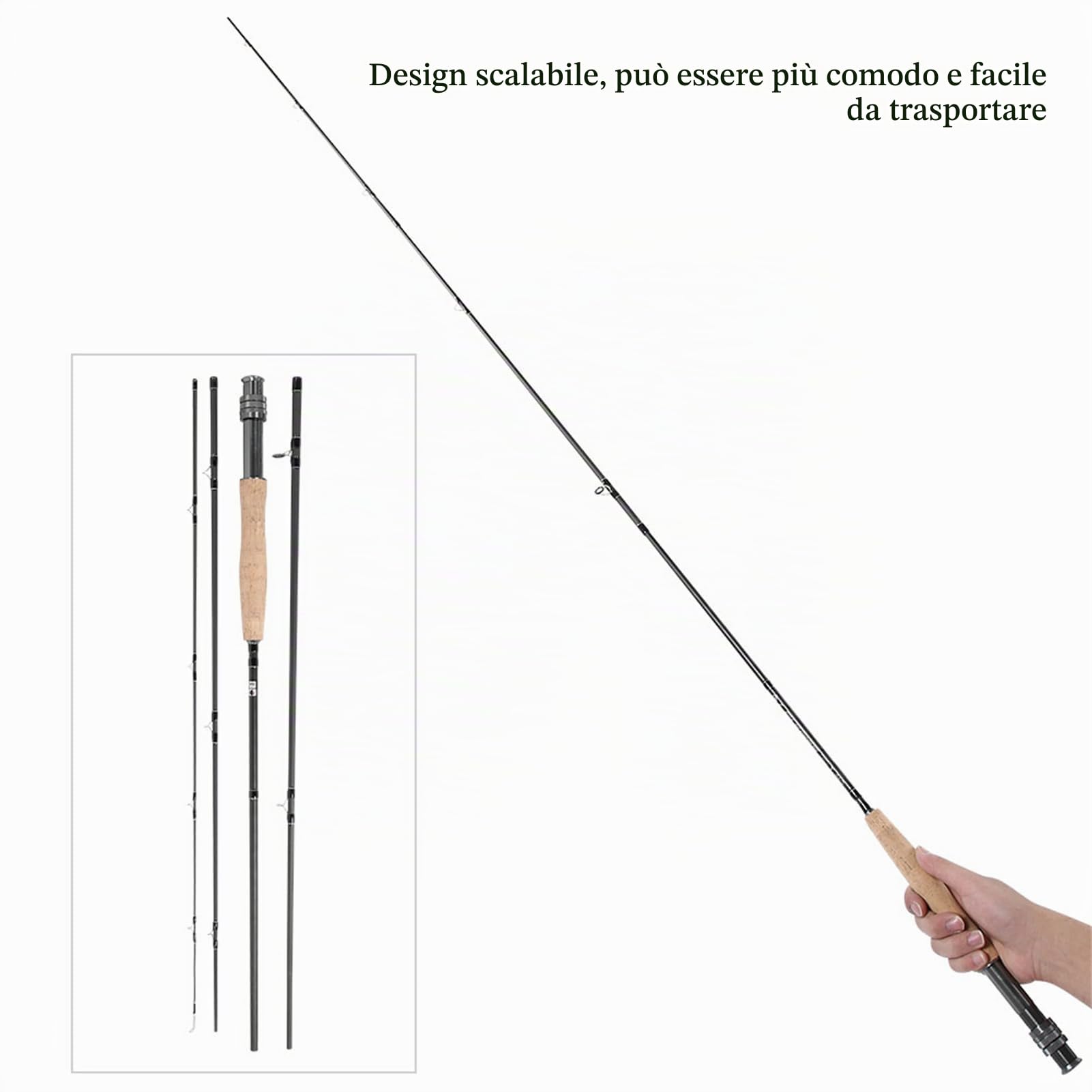 Canna da Pesca a Mosca in Fibra di Carbonio Canna da Pesca Protettiva Canna da Mosca Canna telescopica Accessorio per l'attrezzatura
