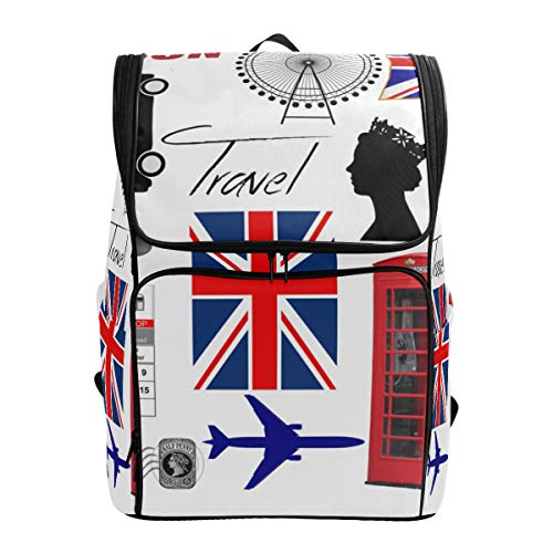 zaino con bandiera del Regno Unito e del con scomparto per laptop e da campeggio da trekking