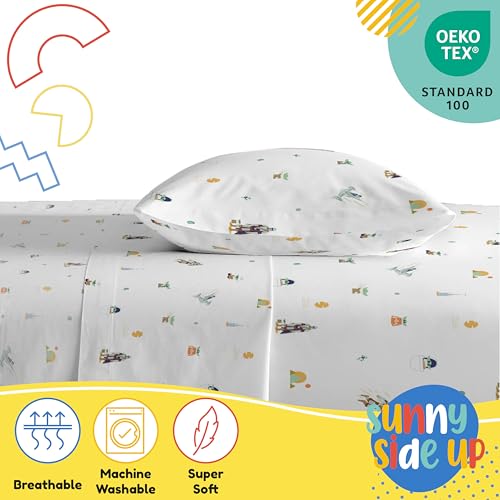 Image of Sunny Side Up Kids Sheet Set with Fitted, Flat Sheets & Pillow Cover - Ultra-Soft Bedding with Pillowcase for Room Decor, White - The Mandalorian, 3 Piece Twin