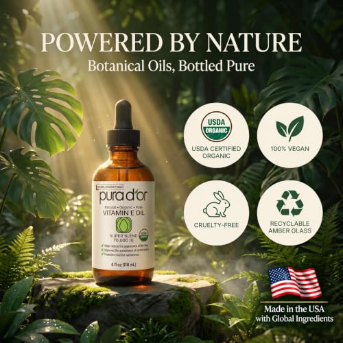 PURA D'OR ORGANIC Vitamin E Oil 70,000 IU Blend for Skin & Face, 4oz - image 5