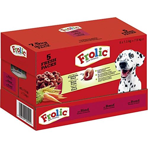 Frolic Hundefutter Trockenfutter mit Rind, Karotten und Getreide, 1 Karton (1 x 7,5kg)