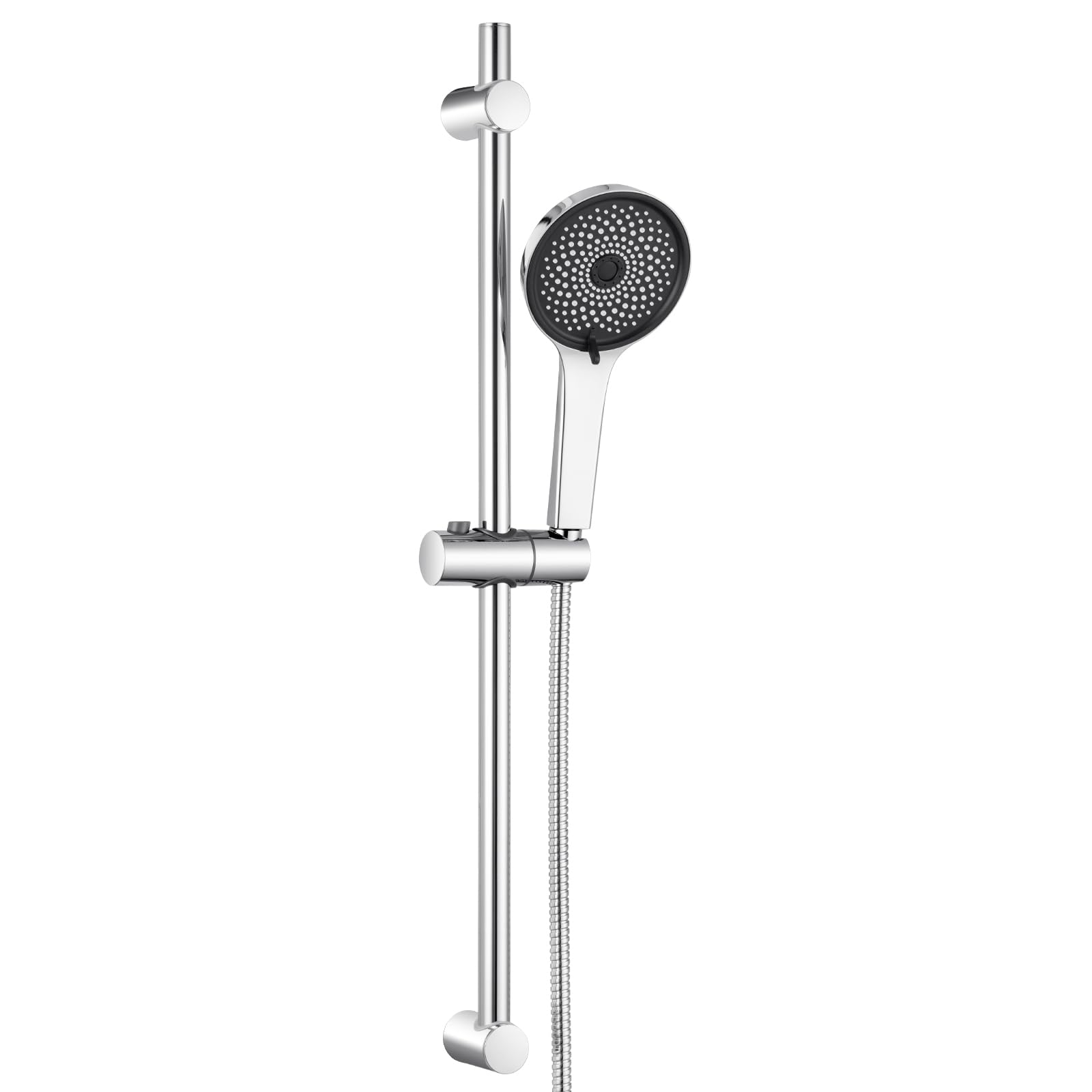 Derw Silver Shower Slide Bar, Shower Riser Rail 70Cm With 5 Modes Shower Head(Without Taps), Height-Adjustable, 360° Rotatable, Corrosion-Resistant, Built-In Filter, Durable For Your Shower System