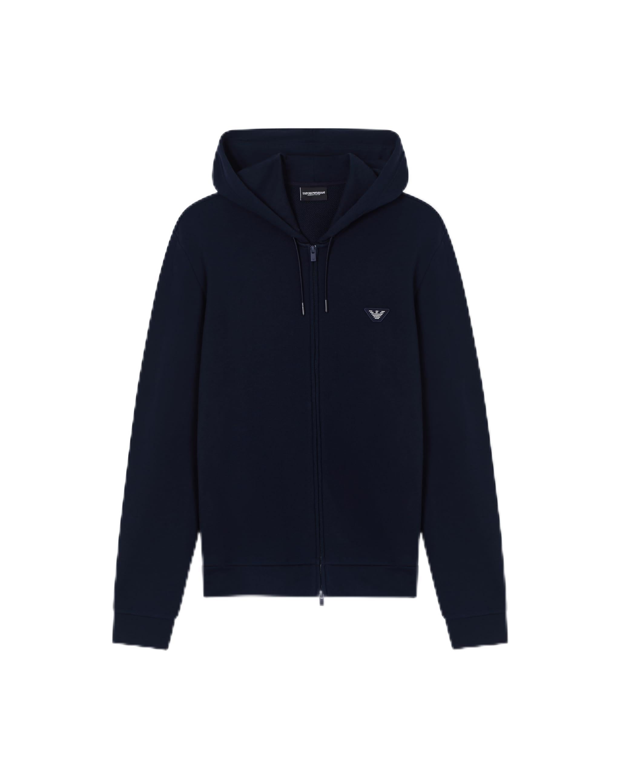 Emporio Armani Modal Herren-Sweatshirt mit Kapuze, Reißverschluss, Größe L, Blau