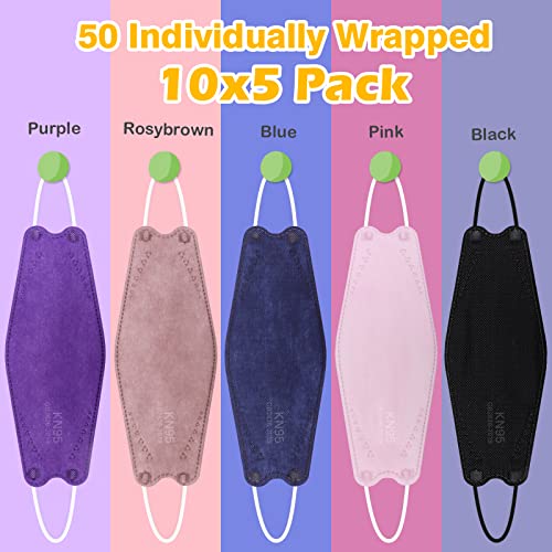 Image of KN95 Face Masks 50 Pack 4 Layers Tie Dye Breathable Safety Respirator Multicolor Cup Dust Disposable KN95 Mask Adult