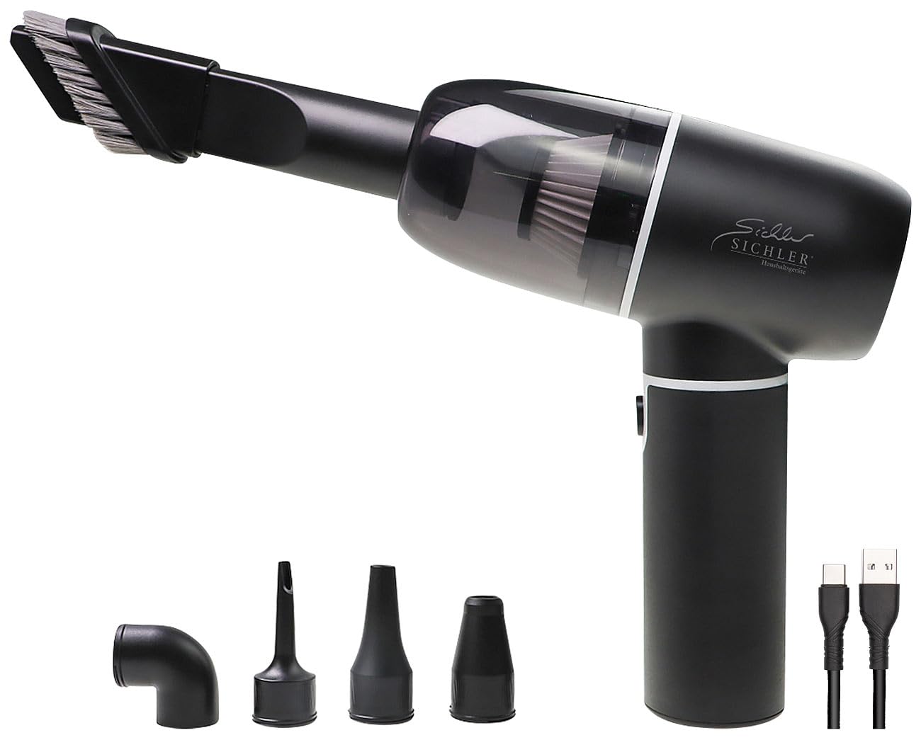 Sichler Haushaltsgeräte soplador de Polvo: Aspiradora de Mano y soplador 4 en 1, BHS-740.AK, Motor sin escobillas, Filtro HEPA (Aire, Aire comprimido, Spray)