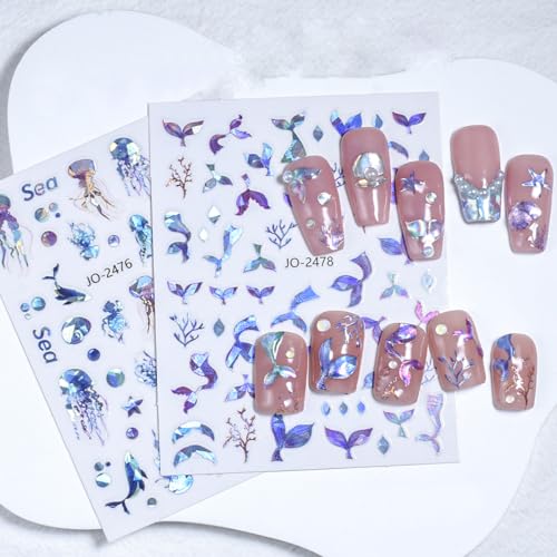 Kzbtrbt AD-748 6Sheets Dreamy Mermaid Tail Nail Stickers thumb #5