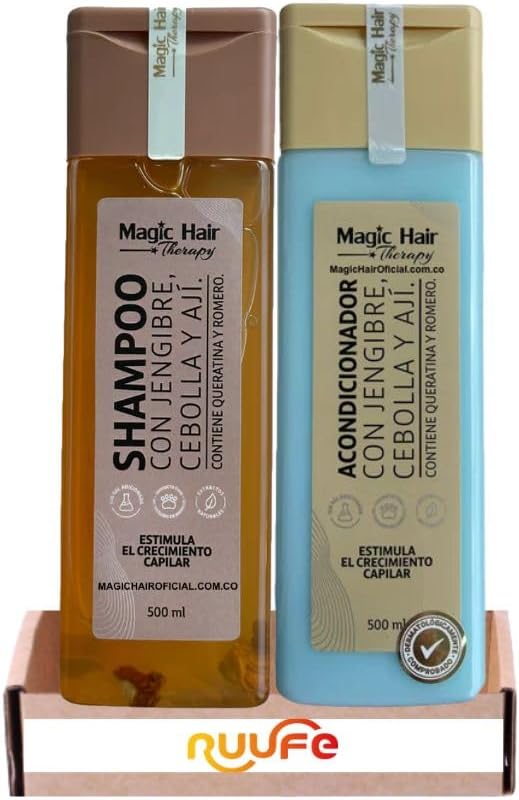 Magic Hair KIT (2 PACK) Shampoo de Cebolla con Aji y Acondicionador de Jengibre y Aji
