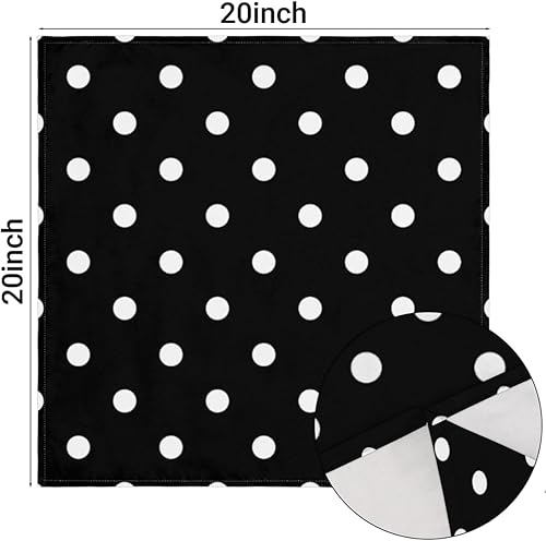 Miniatura 3 de Juego de 6 servilletas de tela de lunares blancos y negros de 20 x 20 pulgadas, lavables y reutilizables, servilletas de cocina, decoración de mesa
