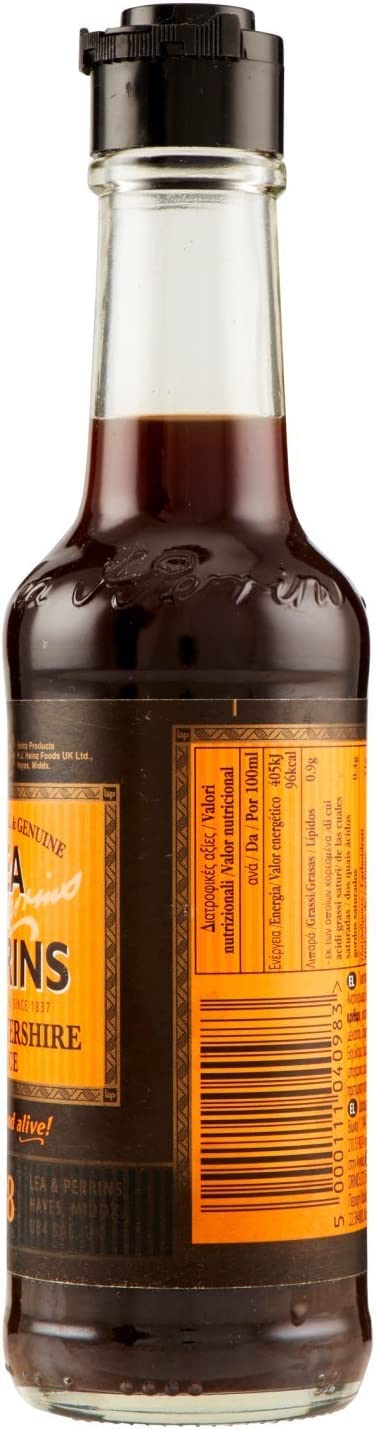6x Lea & Perrins Original Worcestershire Sauce in 150 ml Glasflasche (Würzsauce) - Traditionell englische Worcester Worcestersauce + Italian Gourmet Polpa 400g