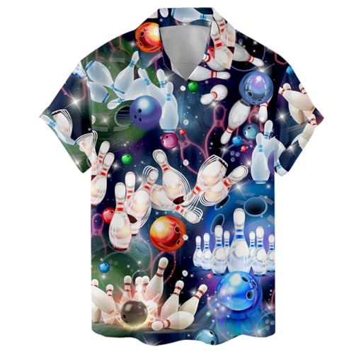 Camisa havaiana engraçada masculina casual de verão para homens manga curta camisa de botão, Galaxy