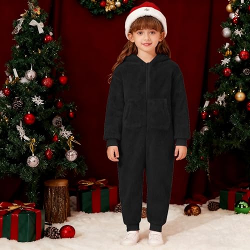 Mono polar para niño y niña, ropa de invierno con capucha forrada 5
