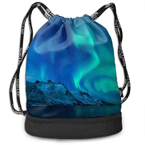 Bolsas de Cuerdas de Gimnasia Mochilas Tipo Casual  Aurora Borealis 3D Drawstring Bag