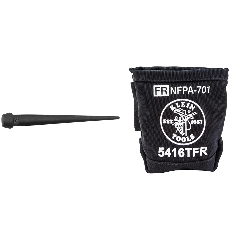 Klein Tools 3256 Broad-Head Bull Pin Made of Forged Heat-Treaded Steel with Black 5416TFR Tool Bag Flame Resistant