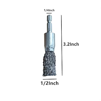 1/2 Inch Small Wire Pen Brush for Drill - Carbon Steel Wire Brush with 1/4 Inch Hex Shank for Cleaning Rust, Paint and Corrosion-5pcs