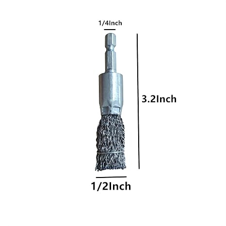 1/2 Inch Small Wire Pen Brush for Drill - Carbon Steel Wire Brush with 1/4 Inch Hex Shank for Cleaning Rust, Paint and Corrosion-5pcs
