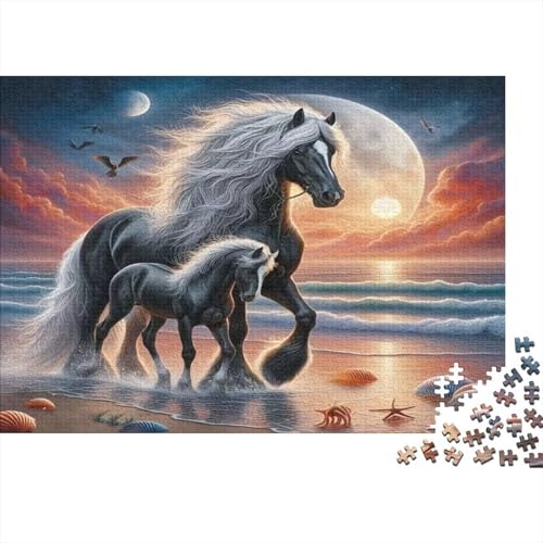 Puzzle de cartón de 1000 piezas con corte preciso y diseño de caballo y luna