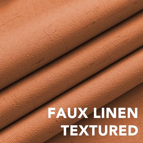 Image of H.VERSAILTEX 100% Blackout Curtains for Bedroom Thermal Insulated Linen Textured Curtains Heat and Full Light Blocking Drapes Living Room Curtains 2 Panel Sets, 42x54 Inch, Orange
