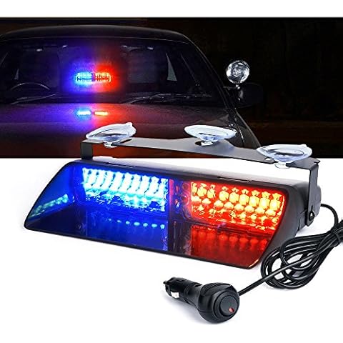 Xprite 16 LED High Intensity LED Law Enforcement Emergency Hazard Warning Strobe Lights For Interior Roof/Dash/Windshield With Suction Cups (Blue/Red) Cover
