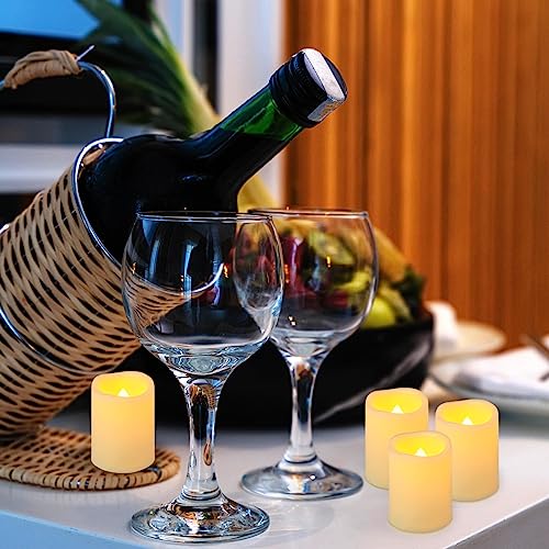 Image of 12 Pack 1.5 inch x 2 inch Flameless Flickering Votive Candles Battery Operated, Outdoor LED Flicker Fake Candle Bulk, Electric Powered Tea Light for Home Table Halloween Pumpkin Lantern Decorations
