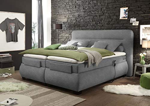 Froschkönig24 Evolution Boxspringbett mit Motor 160x200cm elektrisch Doppelbett Dunkelgrau