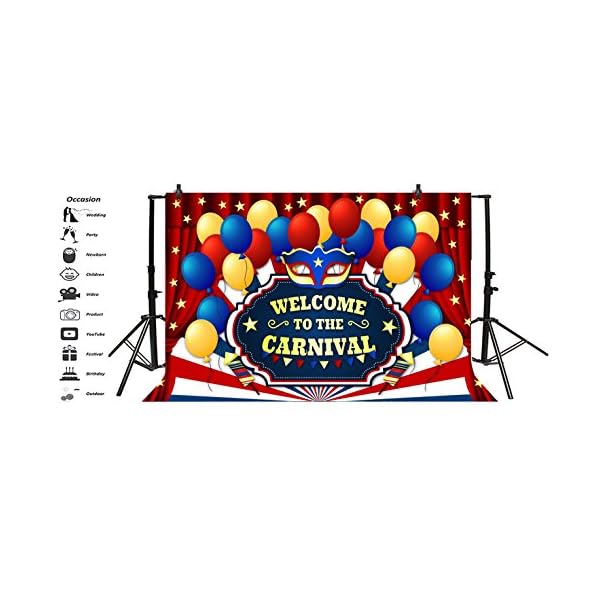 LFEEY 1,5 x 0,9 m bunte Luftballons Karneval Hintergrund für Party Roter Vorhang Zirkus Innendekoration Maskerade Maske… – Bild 4