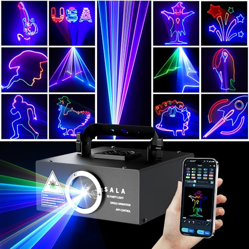 DJ Laser Light with App Control, 3D Animation Laser Projector for Party, Supports Custom Drawings, Text Playback, Personalized Programming, Sound Activated Laser Machine for Stage, Disco, KTV, Bar