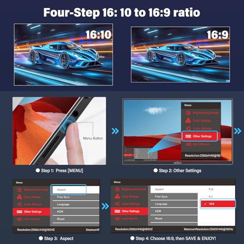 Image of 2K 180Hz Portable Gaming Monitor, 23.8 inch 2560x1440 QHD Fast IPS ∆E<2 100% sRGB Portable Monitor w /180 Adjustable Stand Type-C HDMI Eye Care External Second Screen for Laptop Phone PS4 PS5 Switch Xbox