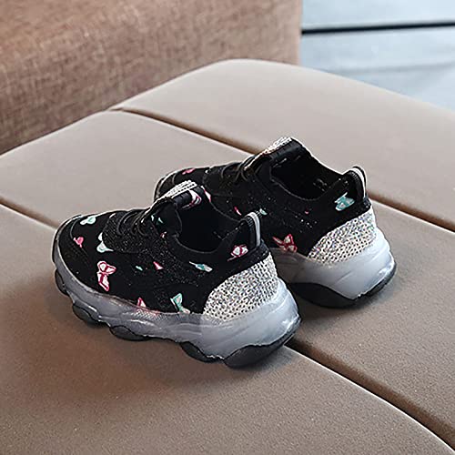 Toddler Boys Shoes Children's Sneakers Butterfly Print LED Light Shoes Daddy Shoes Lacing Breathable Soft Soles3