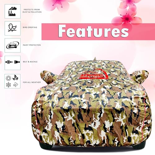 Image of All-Weather Car Cover for Maruti Suzuki Alto K10 | 100% Waterproof, Anti-Dust & Uv Protection | Heavy-Duty Triple Stitched with Elastic Grip | Mirror & Antenna Pocket | Military Camouflage
