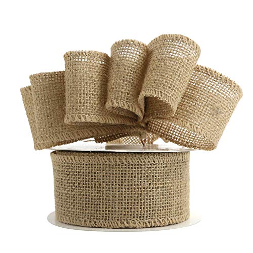 Midi Ribbon 2 Inch Burlap Ribbon Fabric Craft Ribbon On Spool 10 Yards, Natural #TOP2
