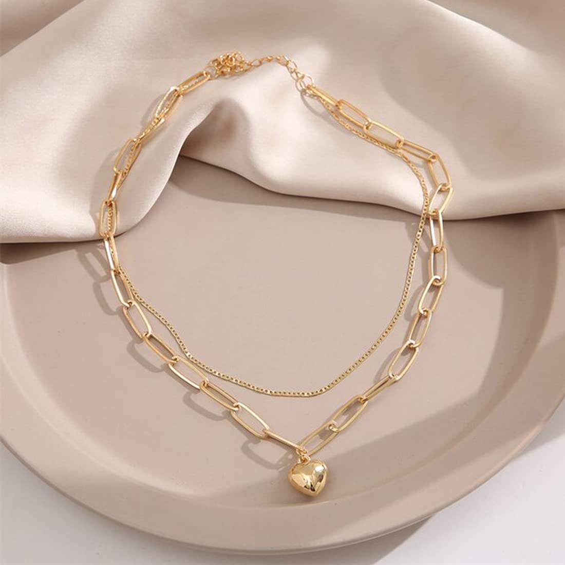 Plated Hearts Layered Necklace