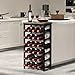 MOGELAFOO 6 Tier Bamboo Wine Rack Freestanding Floor, 24 Bottles Wine Storage Shelves with Table Top, Stackable Wine Display Rack for Kitchen, Bar, Dining Room, Rustic Brown and Black
