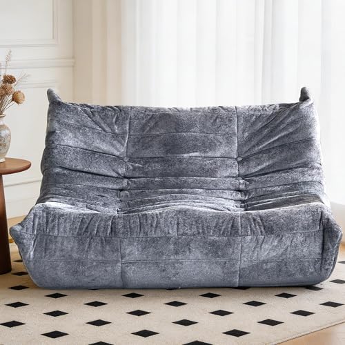 Image of Bean Bag Chair, 2 Seater Lazy Bean Bag Sofa Memory Foam Couch, Giant Bean Bag Chairs for Adults, Loveseat Fireside Chair for Living Room, Bedroom, Office(Dark Grey)