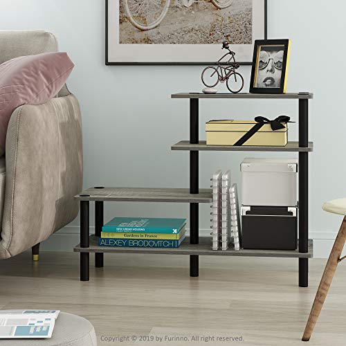 Furinno Turn-N-Tube 3-Tier Side Display Rack, French Oak Grey/Black - image 2