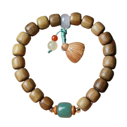 DUOYING Gebetsperlen-Armband, buddhistische Gebetsperlen, handgefertigt, Unisex, grüne Sandelholzperlen, Holzperlen, Rosenkranz, Mala-Kette für Männer und Frauen