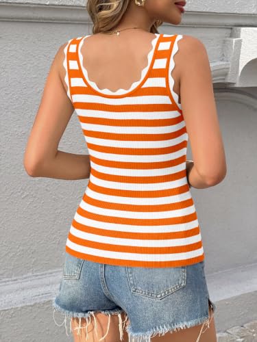Image of Saodimallsu Womens Ribbed Knit Tank Top Summer Sleeveless Square Neck Casual Basic Slimming Sweater Vest Tops