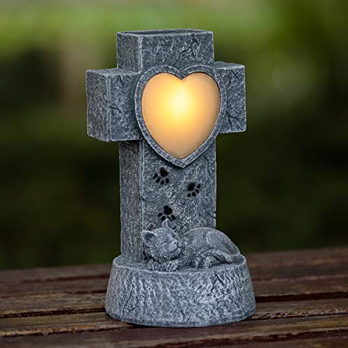 Sunnypark Cat Pet Memorial Stone Gifts - Solar Decor Garden Stones Light Pet Lost Sympathy Gift #TOP1