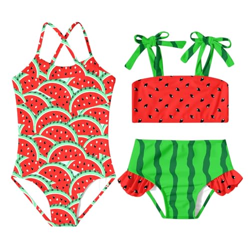 Image of Girls Swimsuit One-piece Bikini Set Two Sets Matching Bathing Suits 2-6T Adjustable Strap Summer Beach