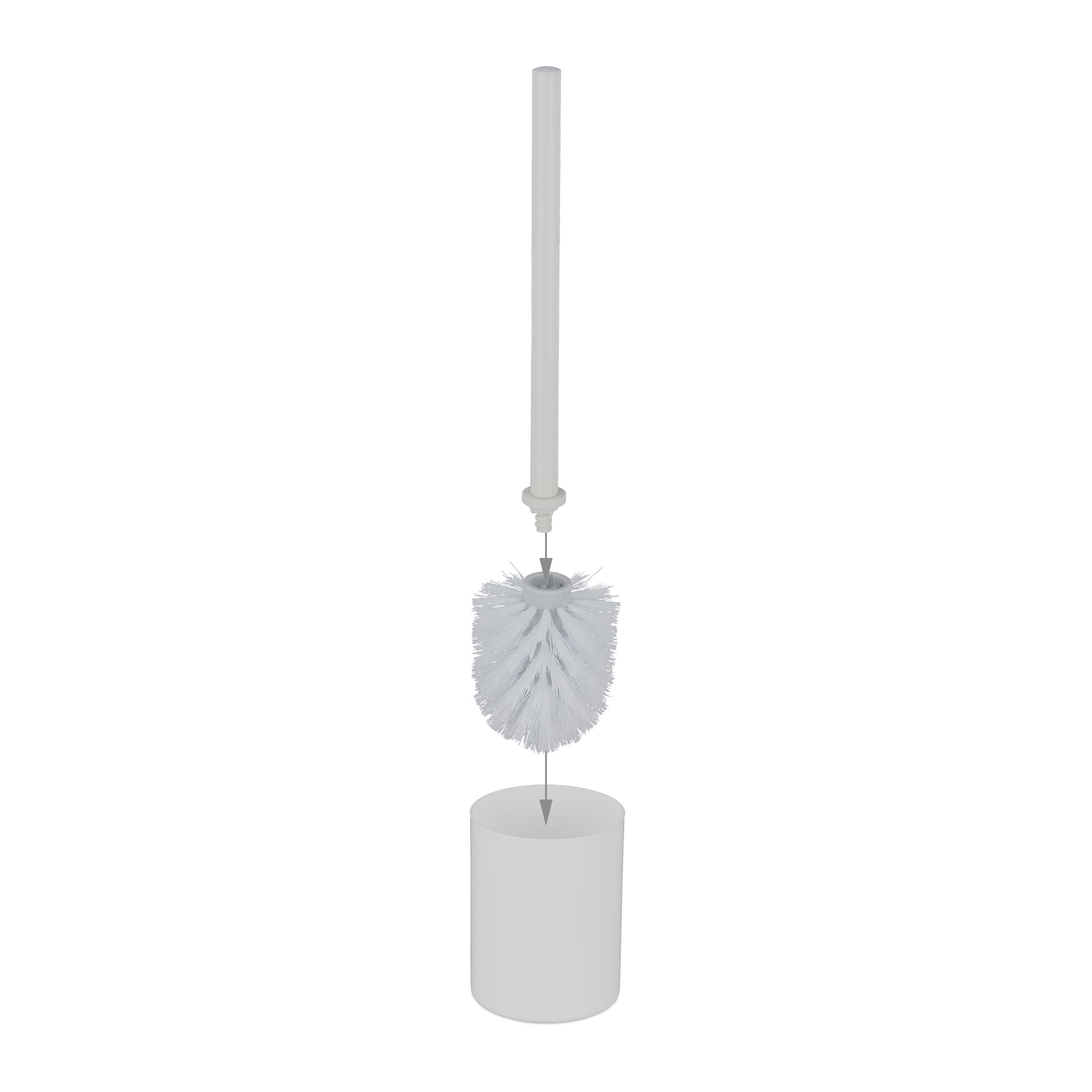 Relaxdays Piantana Portarotolo e Scovolino, Portascopino, WC, Bagno, Acciaio e MDF, HLP 75x18,5x18,5 cm, Bianco Naturale