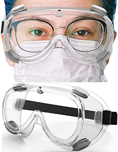WOOLIKE Safety Goggles Medical Goggles Fit Over Eyeglasses Anti-Fog Safety Glasses Clear Lab Goggles Protective Eyewear FA-03 (Transparent frame&Clear lens)
