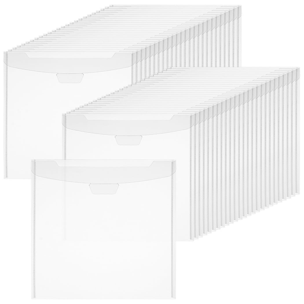 50 Clear Pp Scrapbook Paper Storage Organizers, Secure Buckle Closure for Vinyl Sheets, Photos & Paper