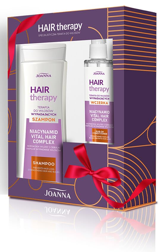 JOANNA Hair Therapy Coffret cadeau pour perte de cheveux – Shampoing 300 ml & eau capillaire 100 ml avec extraits de radis noir, prêle et ortie – Cadeaux pour femme